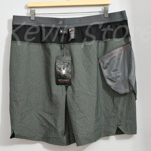 GRAY Spyder Men's Proweb Stretch Zippered Pockets Active‎ Shorts - Picture 8 of 8